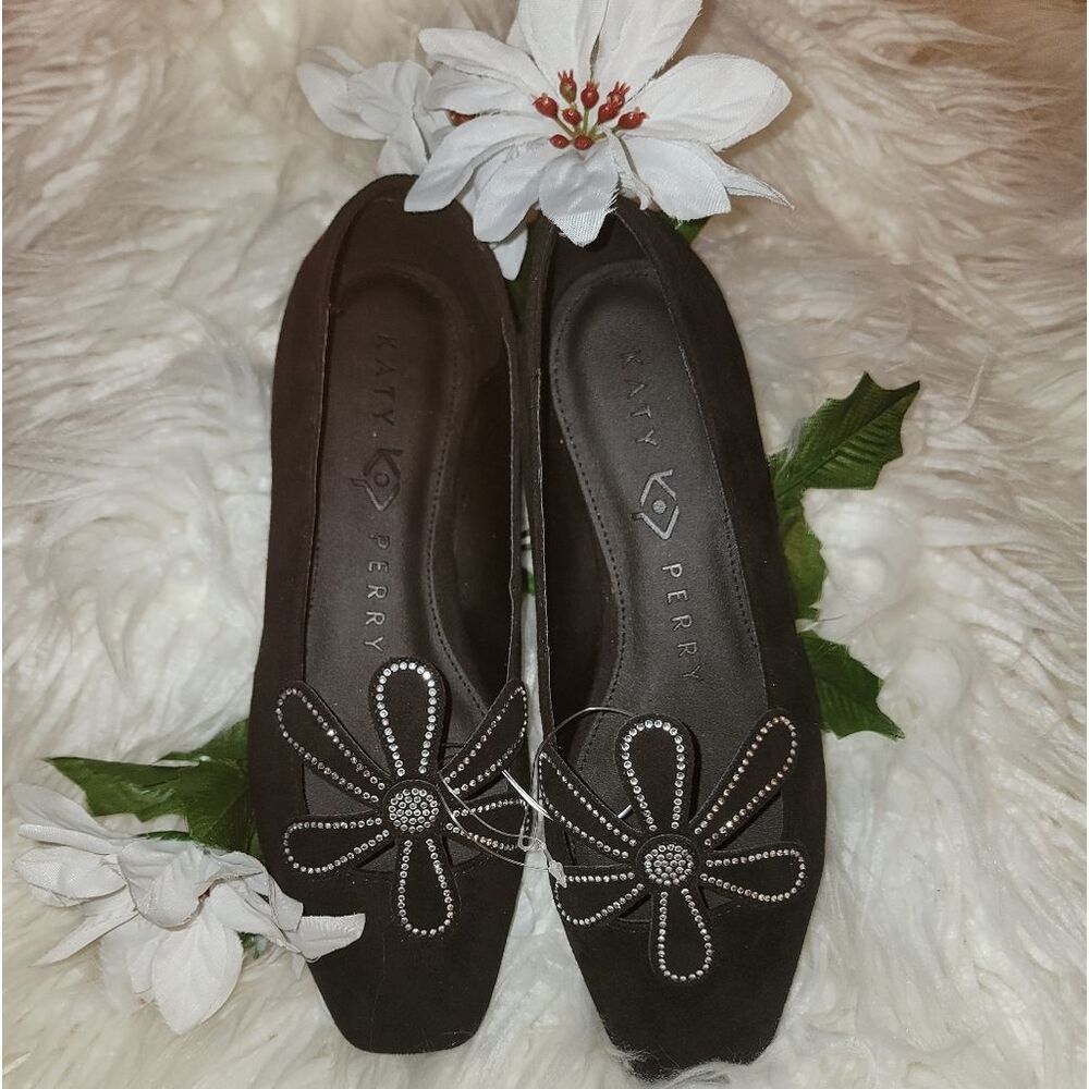 🆕️🥿Katy Perry Evie Daisy Slip-On Flats, Black, Sz 8.5